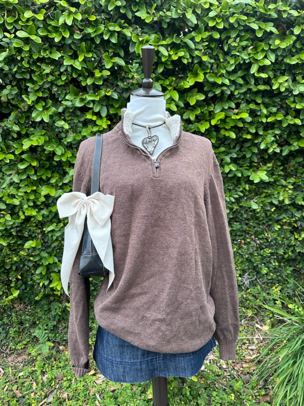 ✨Vintage brown Quarter Zip Pullover